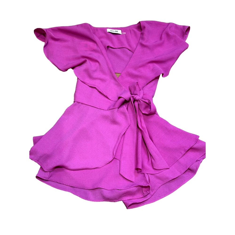Do+Be Ruffle Romper, Purple, Wrap Front, Cut Out Back, Size S, EUC